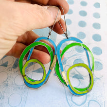 Load image into Gallery viewer, All Cools and Touch of Gold Scribbles Upcycled Tin Earrings