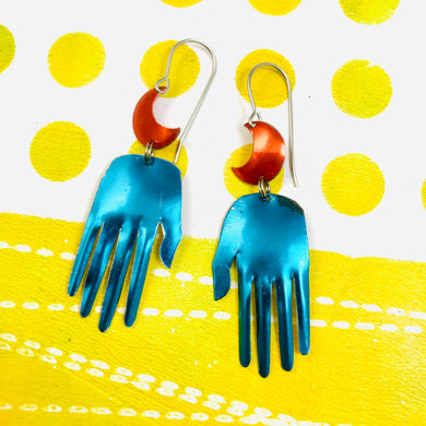 Maker Moons In Shimmery Peacock &  Sunset Talisman Zero Waste Tin Earrings