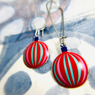 Bright Round Christmas Ornaments Tin Earrings