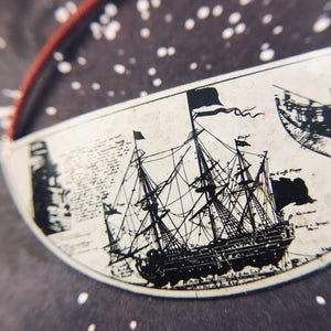 Tall Ship Upcycled Tin Necklace