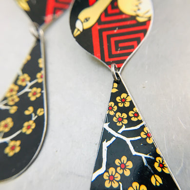 Cherry Blossom Chinoiserie Zero Waste Tin Earrings