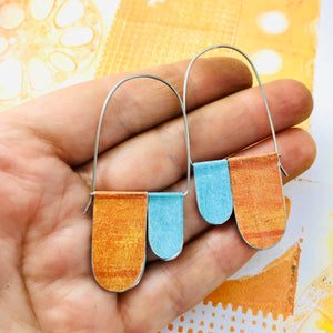 Aqua & Dreamsicle Arch Dangle Tin Earrings