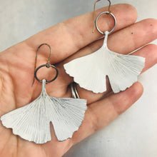 Load image into Gallery viewer, White Gingko Leaves Recycled Tin Earrings