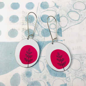 Mod Pink Trees Oval Zero Waste Tin Earrings