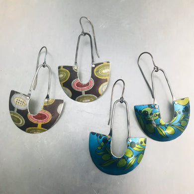 RESERVED Mod & Shimmery Olives Little Us Upcycled Tin Earrings