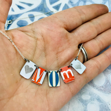 Heart Mom Upcycled Tin Necklace Ethical Fashion 30th Birthday Gift
