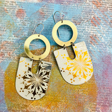 Load image into Gallery viewer, Golden Bursts Chunky Horseshoes Zero Waste Tin Earrings