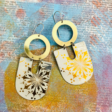 Golden Bursts Chunky Horseshoes Zero Waste Tin Earrings