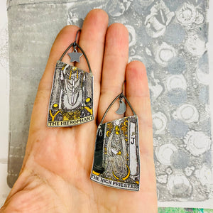 Hierophant & High Priestess Upcycled Tin Earrings