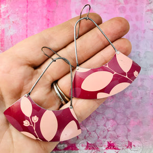 Mod Pink Leaves Wide Arc Zero Waste Earrings