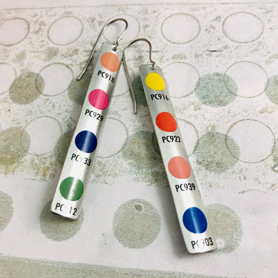 Colored Pencil Case Long Narrow Tin Earrings