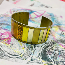 Load image into Gallery viewer, Golden Fenced Upcycled Tesserae Tin Cuff