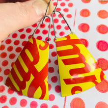 Load image into Gallery viewer, Chupa Chups Red &amp; Yellow Zero Waste Tin Long Fans Earrings