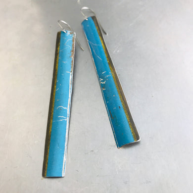 Vintage True Blue Long Narrow Tin Earrings