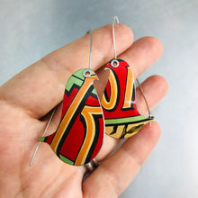 Load image into Gallery viewer, Red Roma Birds on a Wire Upcycled Tin Earrings