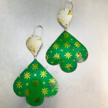Load image into Gallery viewer, Green &amp; Golden Starlets Trefoil Zero Waste Tin Earrings 30th Birthday Gift