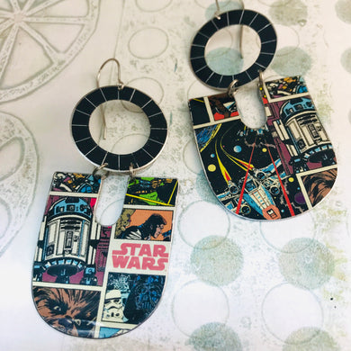 Star Wars Comic Pattern Chunky Horseshoes Zero Waste Tin Earrings