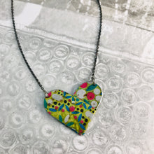 Load image into Gallery viewer, Vintage Mosaic in Gold Tin Heart Recycled Necklace