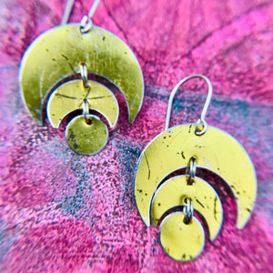 Golden Moon Drops Upcycled Tin Earrings