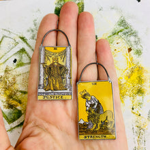 Load image into Gallery viewer, Justice &amp; Strength Tarot Tin Earrings