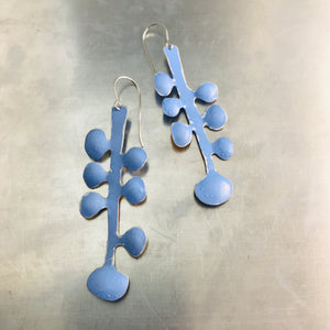 Cornflower Blue Matisse Leaves Upcyled Tin Earrings