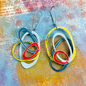Primary Scribbles Again Upcycled Tin Earrings