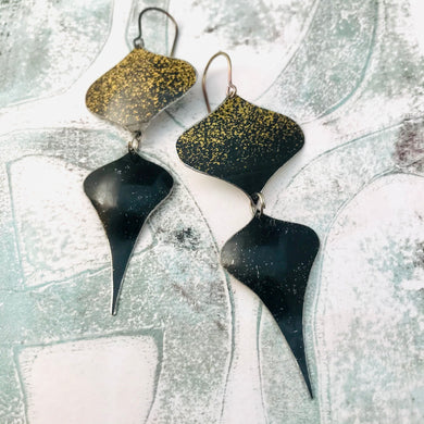 Black Speckled Gold Rex Ray Zero Waste Tin Earrings