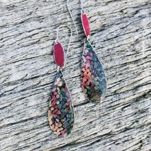 Load image into Gallery viewer, Hydrangea Upcycled Teardrop Tin Earrings