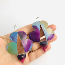 Load image into Gallery viewer, Purple Watercolor Abstract Butterflies Upcycled Tin Earrings