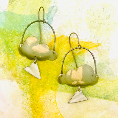 Paper Airplane & Little Gray Blue Clouds Zero Waste Tin Earrings