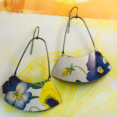 Purple & Yellow Violets Wide Arc Zero Waste Earrings