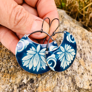 Deep Blueberry Circles Upcycled Tin Earrings