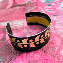 Load image into Gallery viewer, Golden Leaves on Midnight Upcycled Tin Cuff