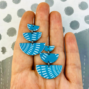 Bright Blue Stacked Half Moons Earrings