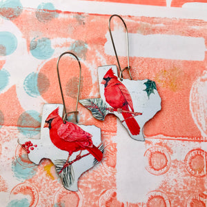 Cardinals Texas Upcycled Tin Earrings