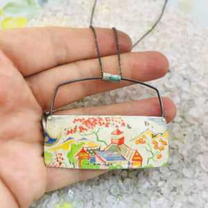 #14 Japanese Village Scene Zero Waste Tin Necklace