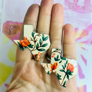 Bright Orange Blossoms Texas Upcycled Tin Earrings