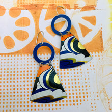 Load image into Gallery viewer, Blue Waves Small Fans Zero Waste Tin Earrings