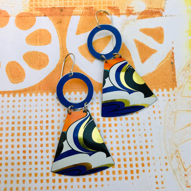 Blue Waves Small Fans Zero Waste Tin Earrings