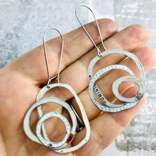 Load image into Gallery viewer, More Mixed Whites Smaller Scribbles Upcycled Tin Earrings