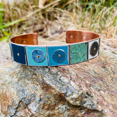 Mixed Cools Squares Upcycled Tesserae Tin Cuff