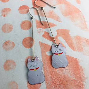 Little Lucky Cats Upcycled Tin Earrings