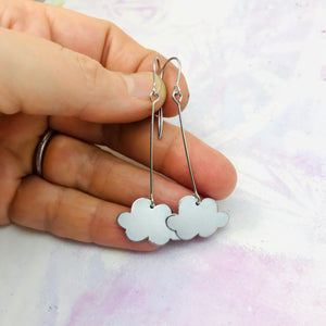 Little White Clouds Upcycled Tin Earrings