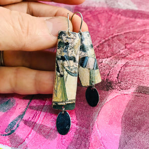 Persian Art Rectangles Recycled Tin Earrings