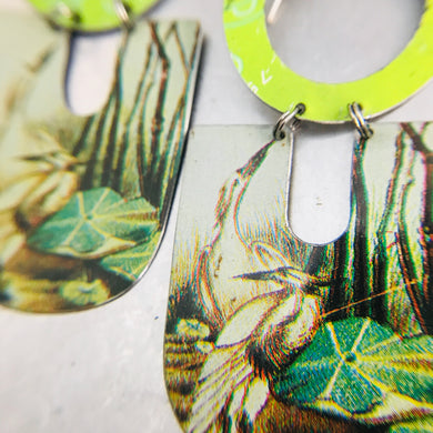 Egrets on Chunky Horseshoes Zero Waste Tin Earrings