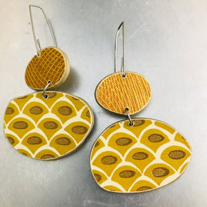 Book Pebbles Mixed Goldenrod Patterns Recycled Book Cover Earrings
