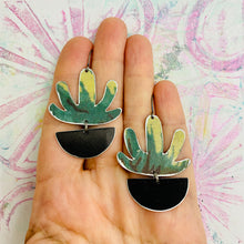 Load image into Gallery viewer, Variegated Succulents Upcycled Tin Earrings
