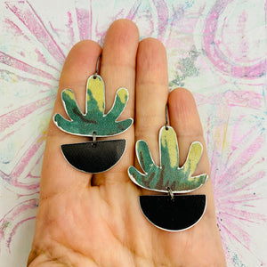 Variegated Succulents Upcycled Tin Earrings