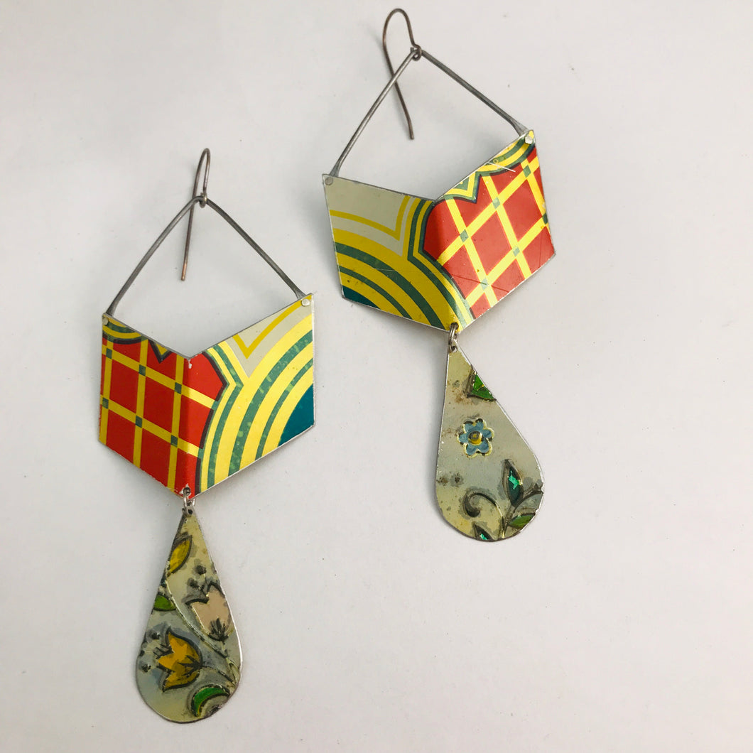 Chevron Dangles Recycled Tin Earrings