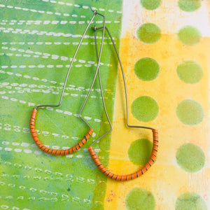 Quirky Orange Spiraled Tin Earrings